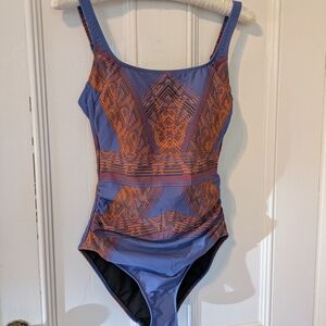 Gottex Heritage Blue and Orange One Piece Swimsuit 42/10